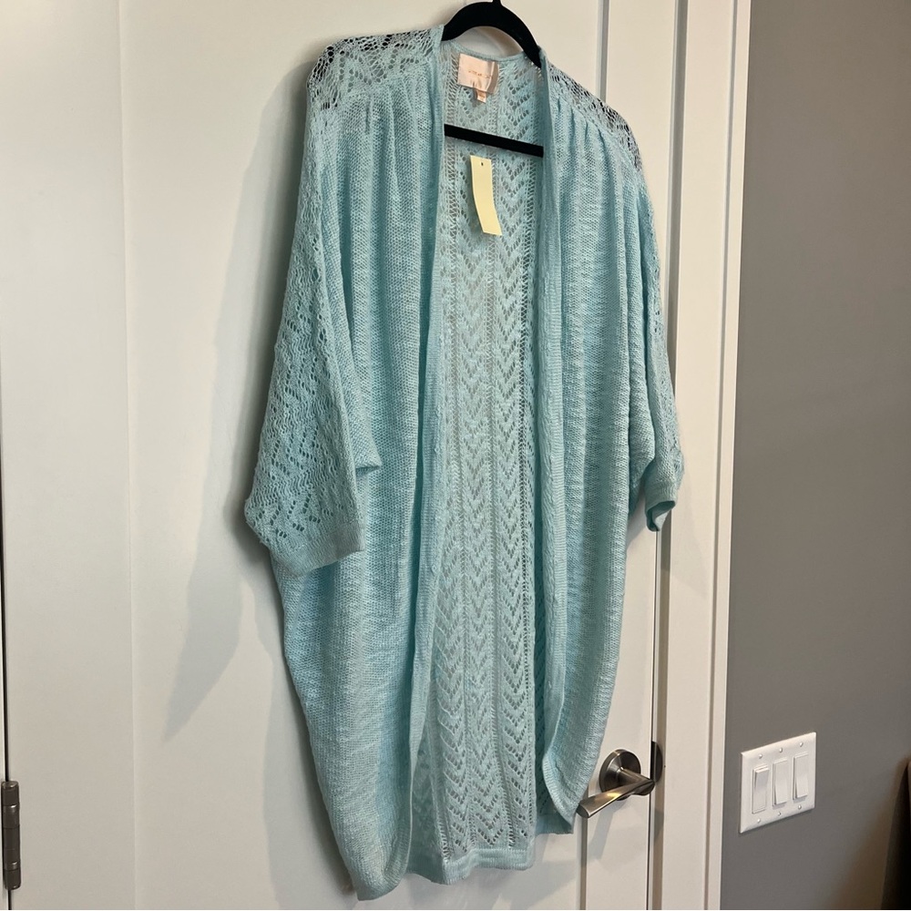 Light Blue Open Knit Cardigan